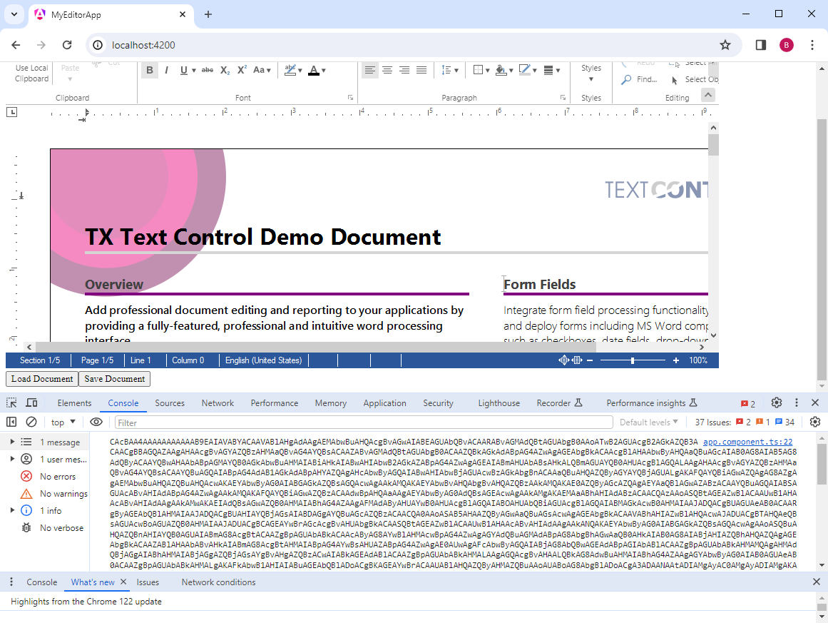 Loading and Saving Documents in Angular