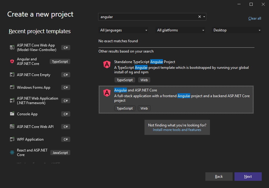 ASP.NET Core with Angular application