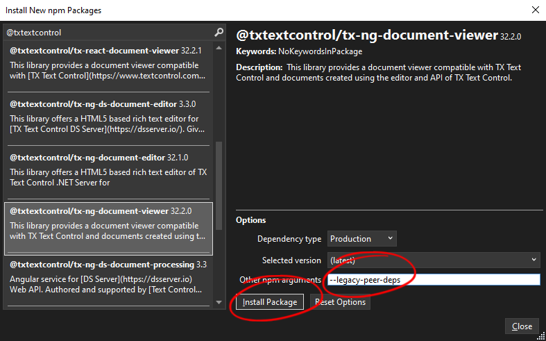 Install @txtextcontrol/tx-ng-document-viewer