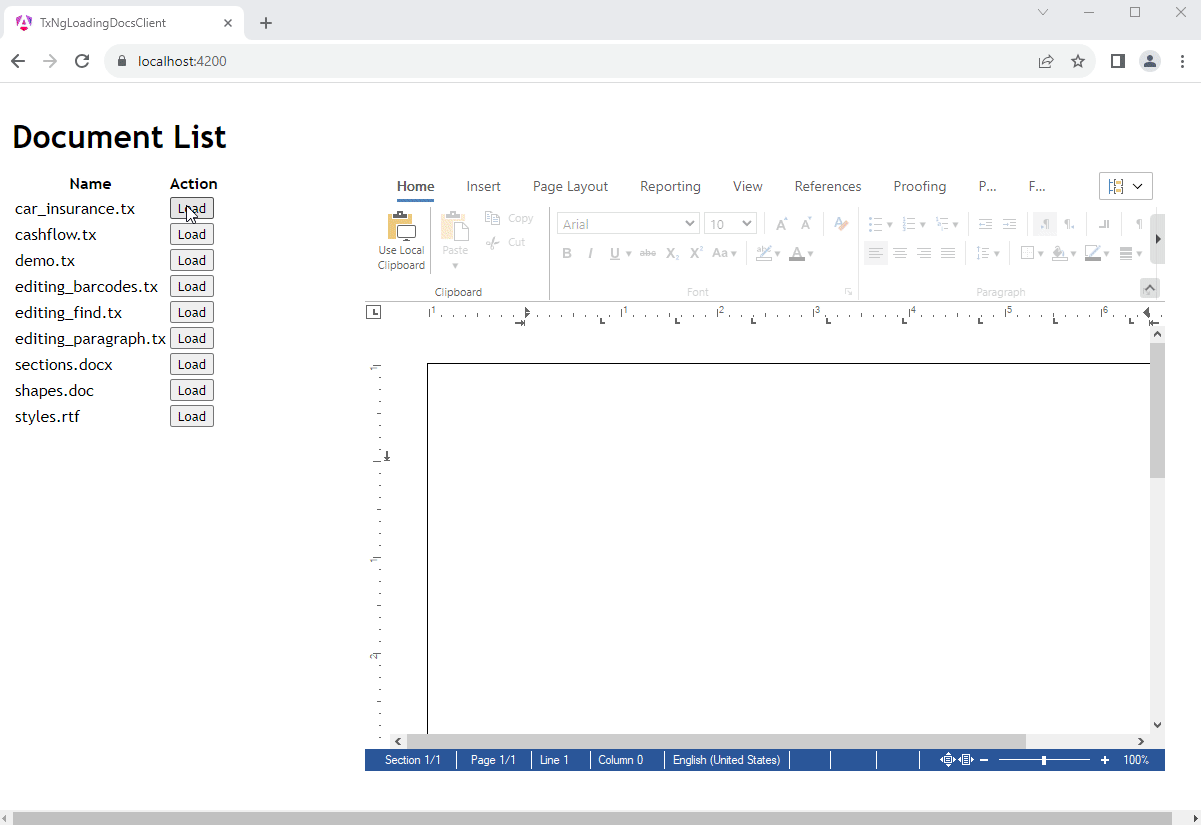 Angular Loading TX Text Control