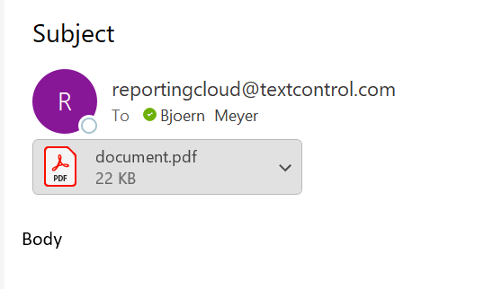 Email with PDF attachment