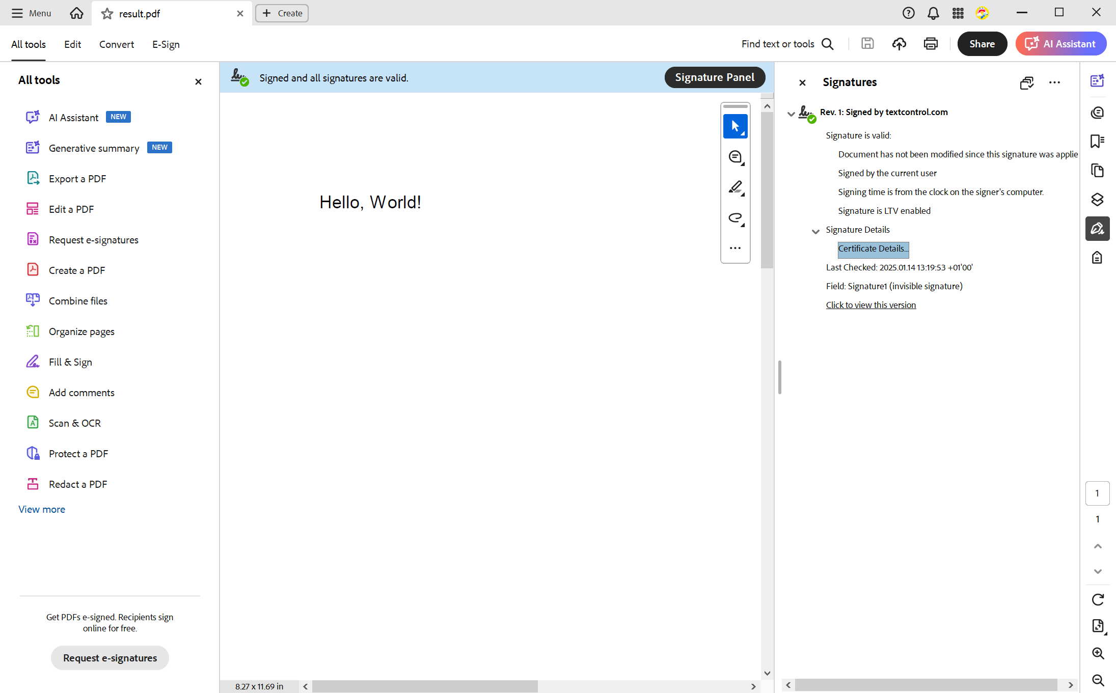 PDF signed with TX Text Control