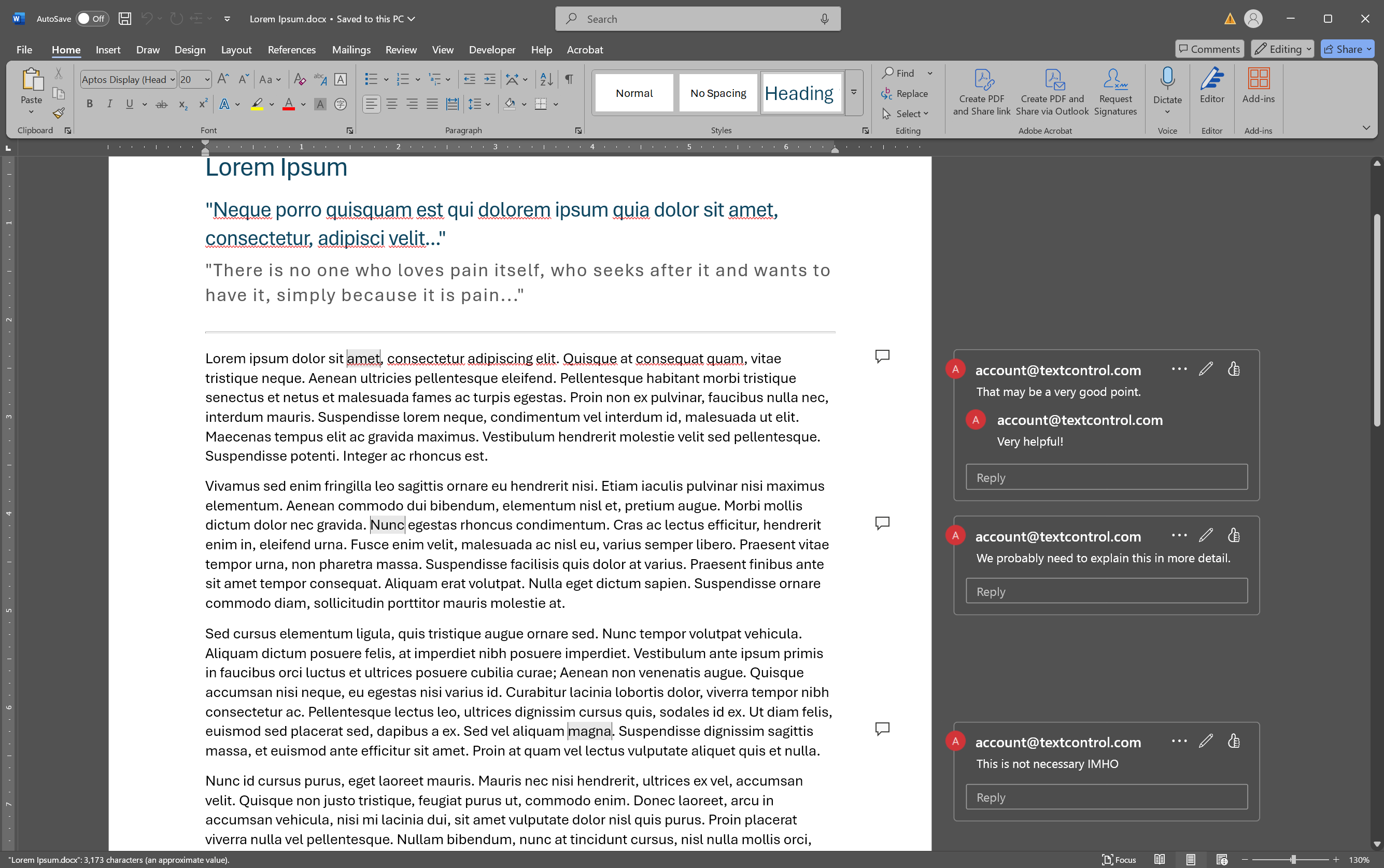 MS Word DOCX Document with Comments