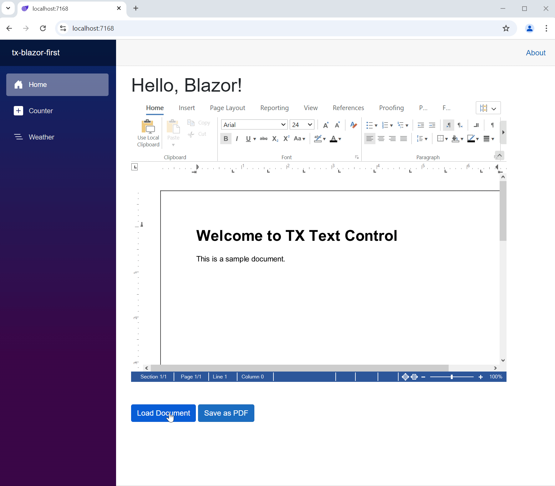 Blazor Text Control Document Editor
