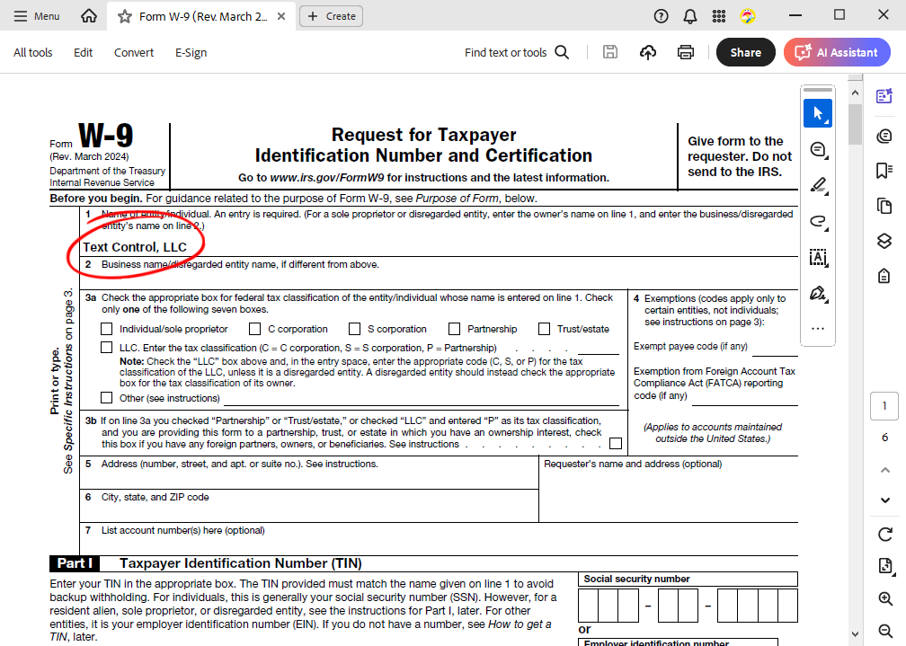 Flattened PDF form