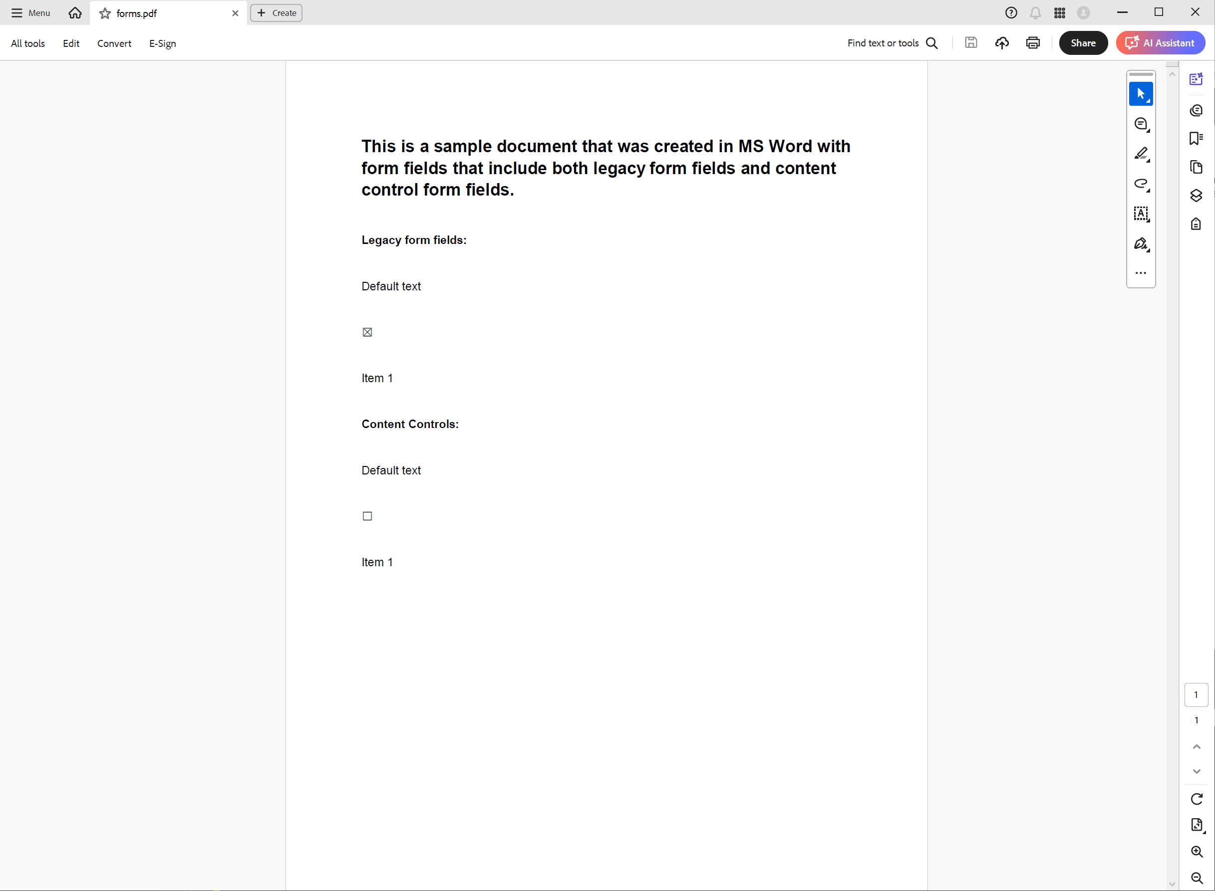 Flattened form fields in PDF