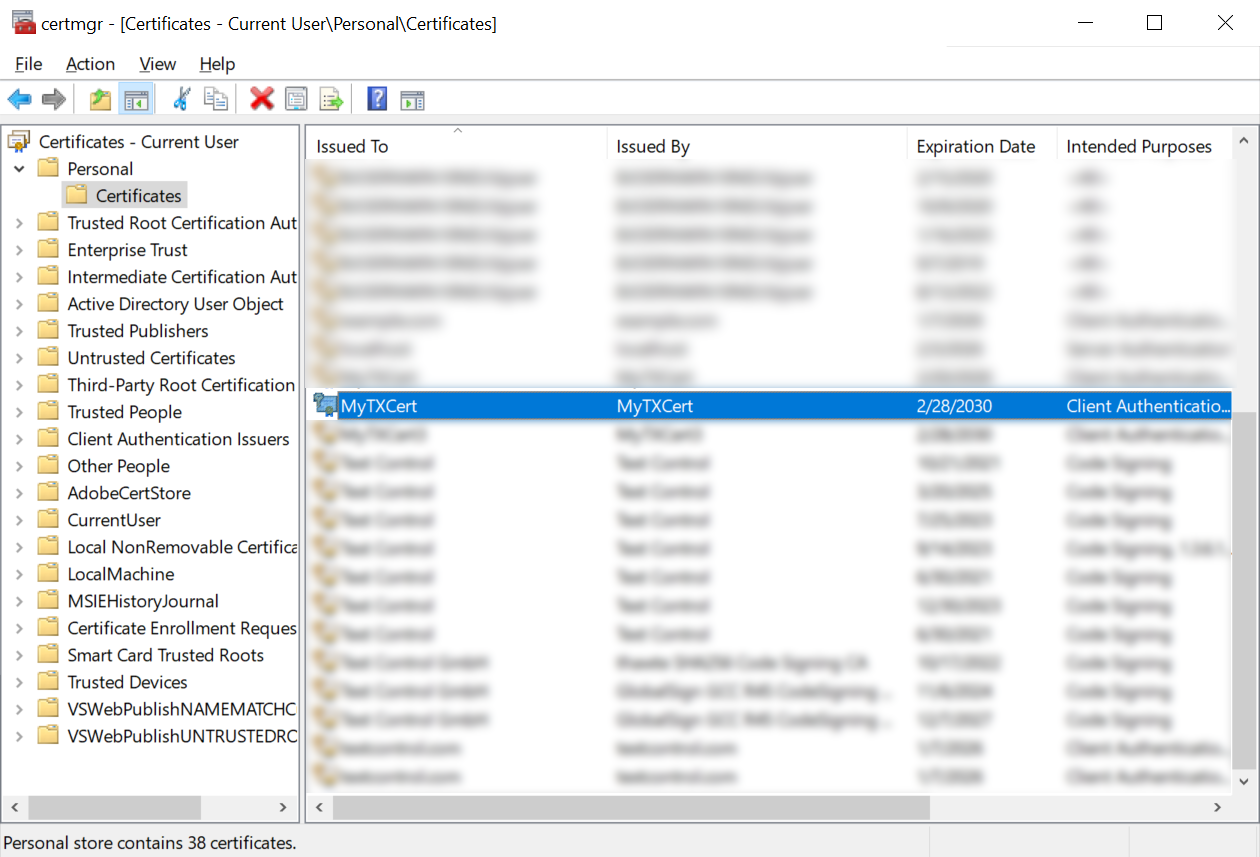 Created Certificate
