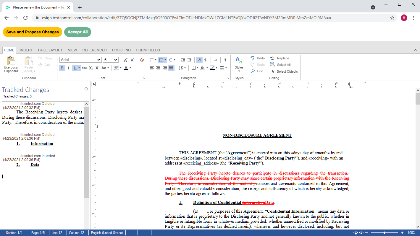 Collaboration with TX Text Control