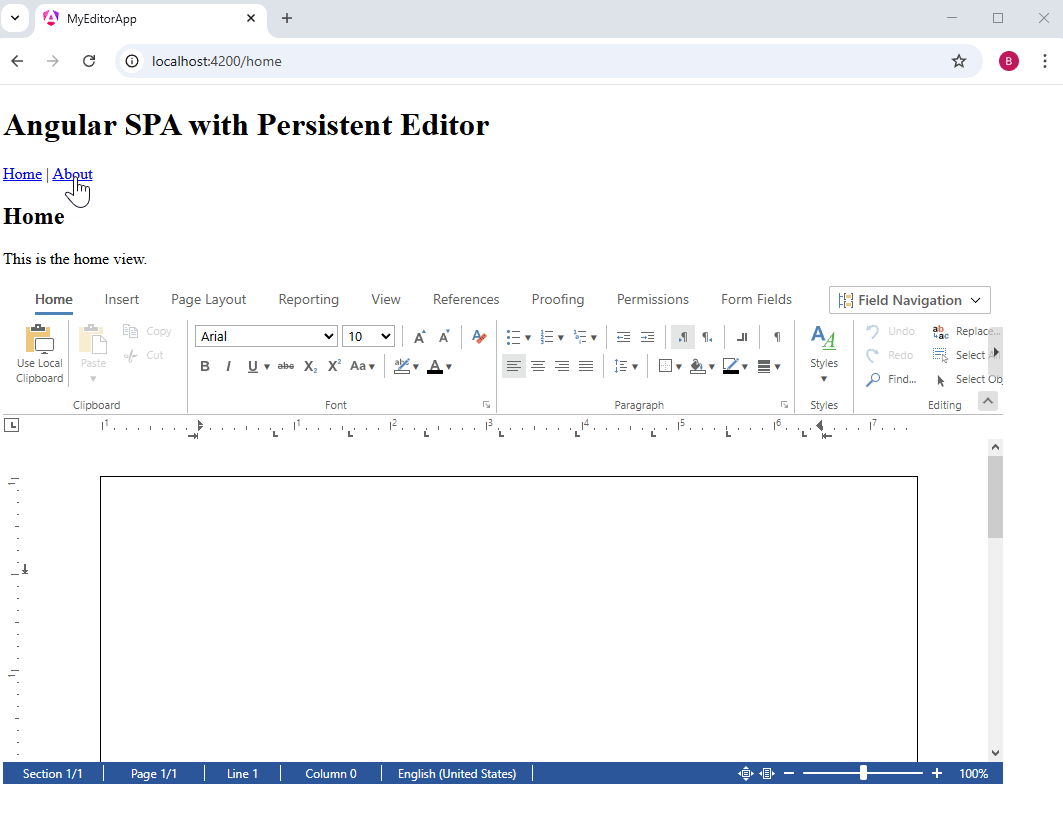 Persistent Document Editor Angular