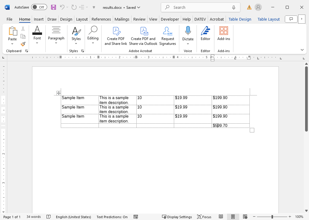 Created document with TX Text Control